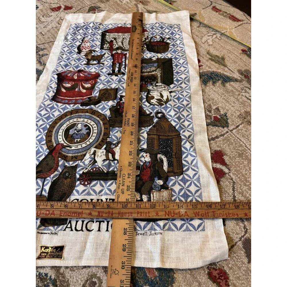 Vintage Kay Dee Country Antiques Auction Linen Tea Towel Sewell Jackson NEW